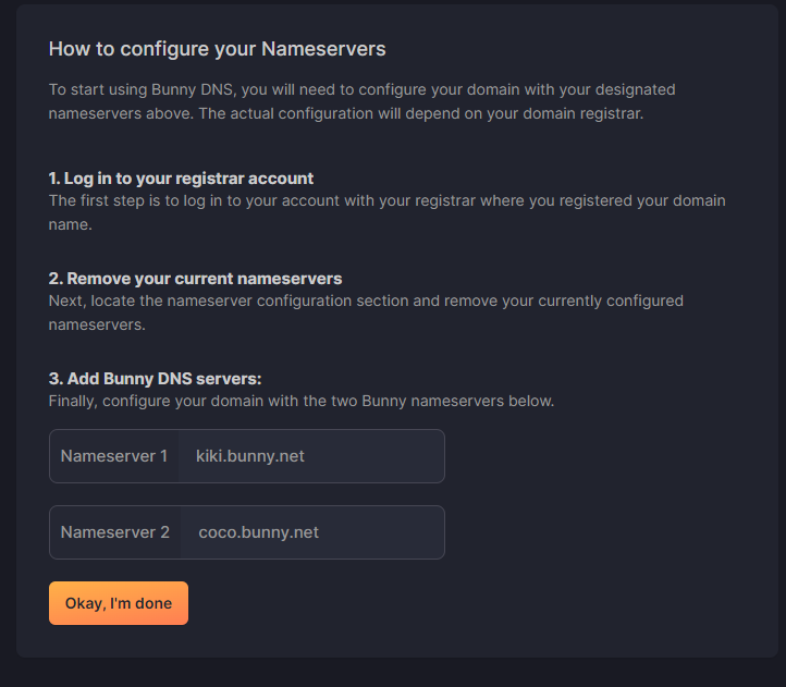 BunnyCDN Full Page Caching for WordPress: Complete Setup Guide 2 BunnyCDN DNS nameservers assigned to domain